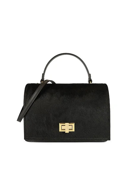 Fiorella Cowhide Handbag- Midnight