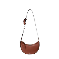 "Rookie" Half-Moon Leather Crossbody Bag-Toffee