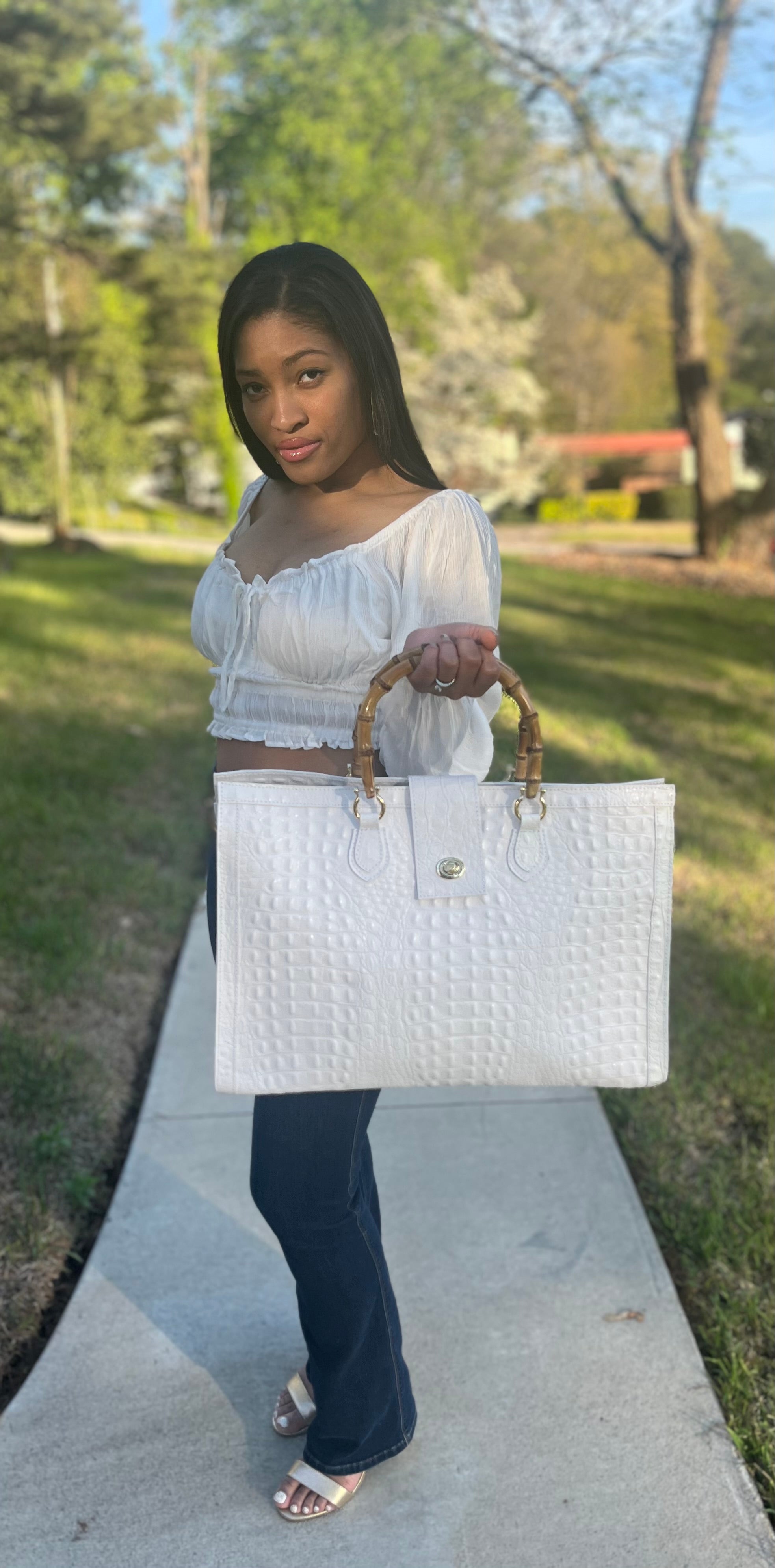Luna XL Tote- Pure White