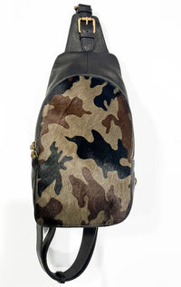 Francesca Cowhide Unisex Sling Backpack-Camo