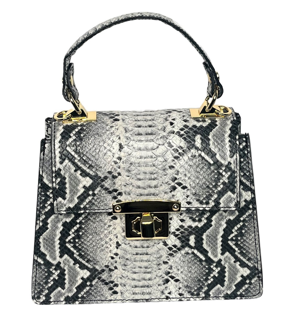 Black and White leather Python Cross Body Bag.