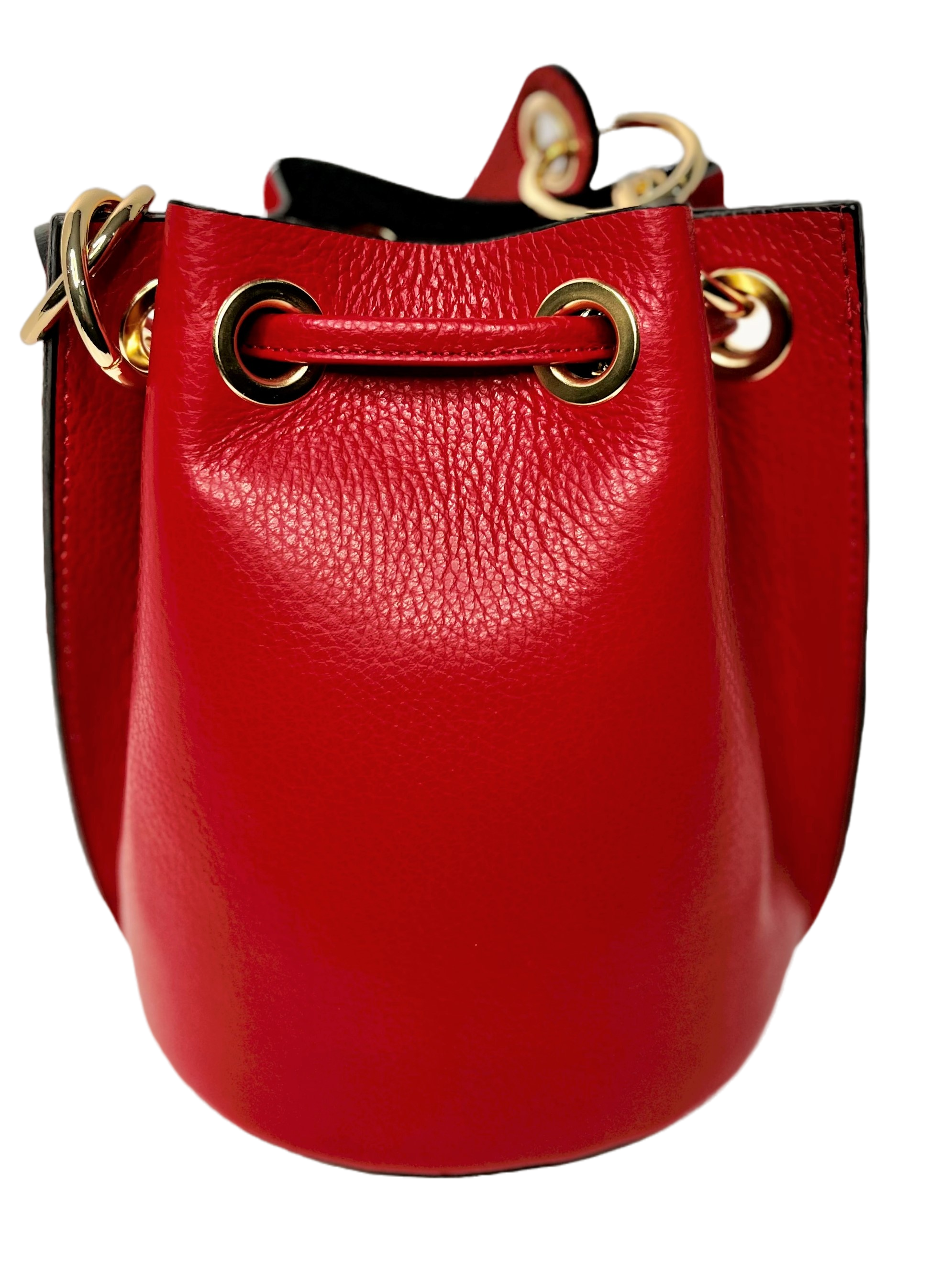 Tiffany Cowhide Bucket Handbag & Crossbody-Riveting Red
