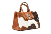 The Margie Medium Satchel  with Tri Color Cowhide