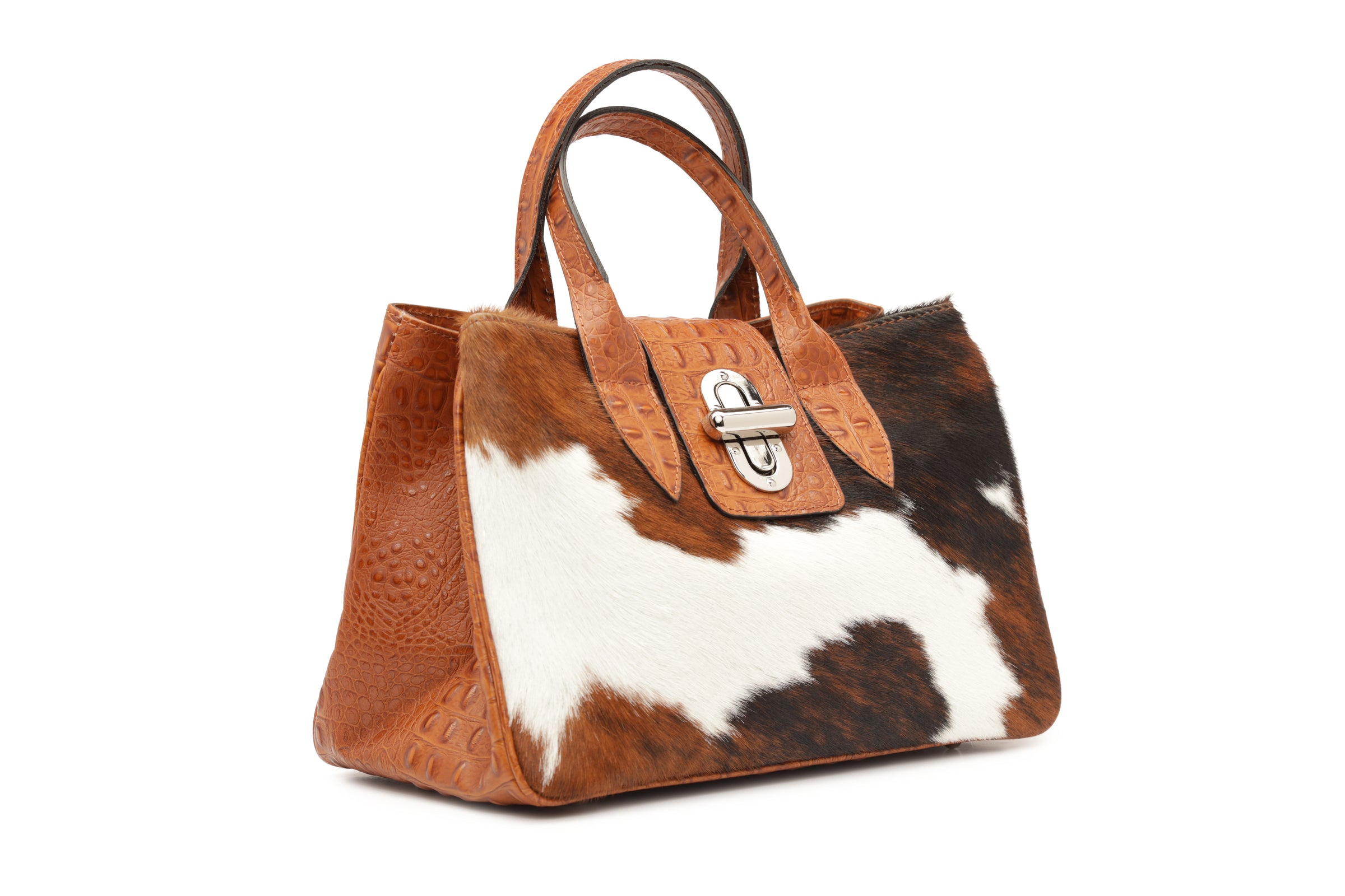 The Margie Medium Satchel  with Tri Color Cowhide
