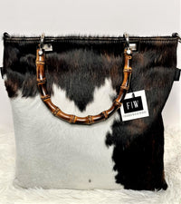 Elvira Crossbody Handbag with Bamboo Handle-Tri Color