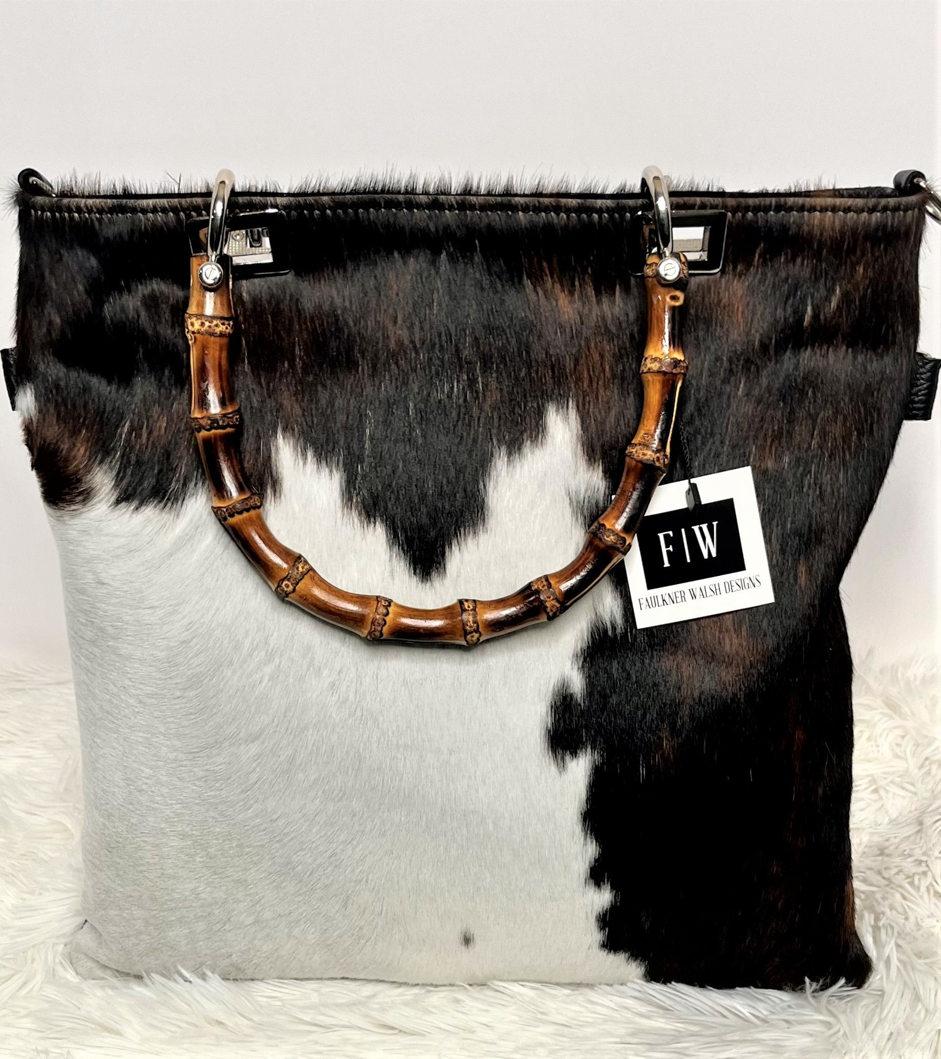 Elvira Crossbody Handbag with Bamboo Handle-Tri Color