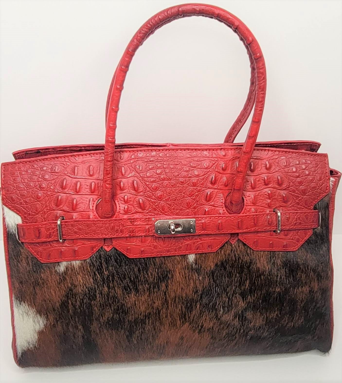 Forlula  Cowhide Large Satchel -Rich Red