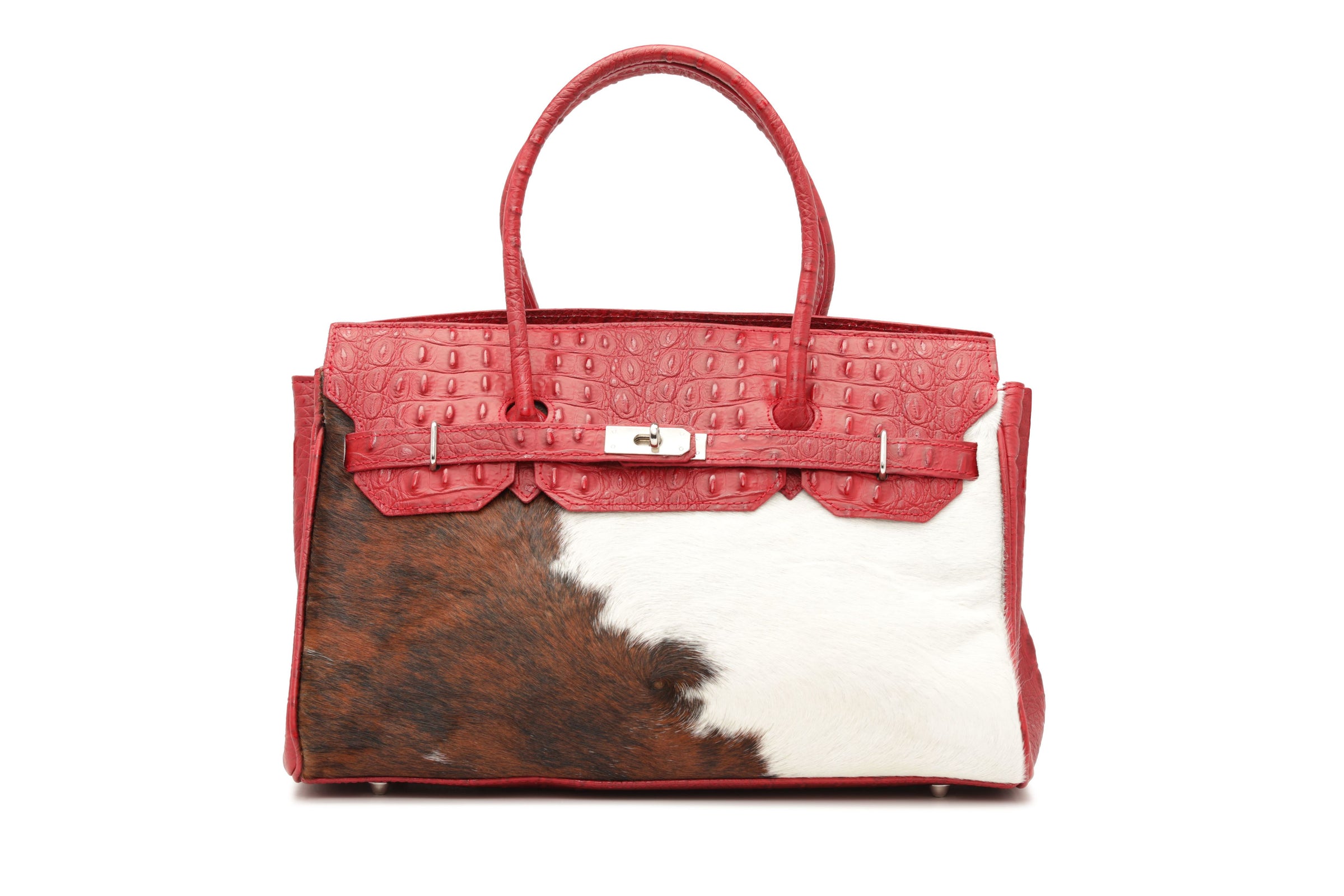 Forlula  Cowhide Large Satchel -Rich Red