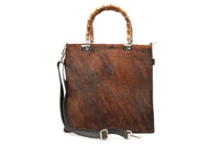 Elvira Crossbody Handbag with Bamboo Handle-Chocolate