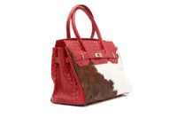 Forlula  Cowhide Large Satchel -Rich Red