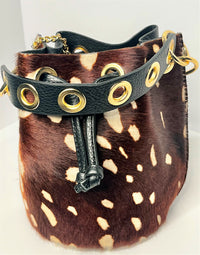 The Tiffany Cowhide Bucket Handbag & Crossbody- Bambi
