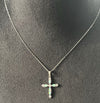Gorgeous White Iridescent Opal Cross with CZ Accents on Sterling Silver Adjustable Chain